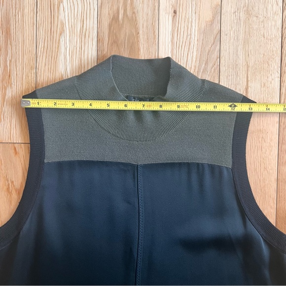 Rag & Bone Vivienne Colorblock Shift Dress Black Olive Green Wool Collar Medium - Picture 3 of 11